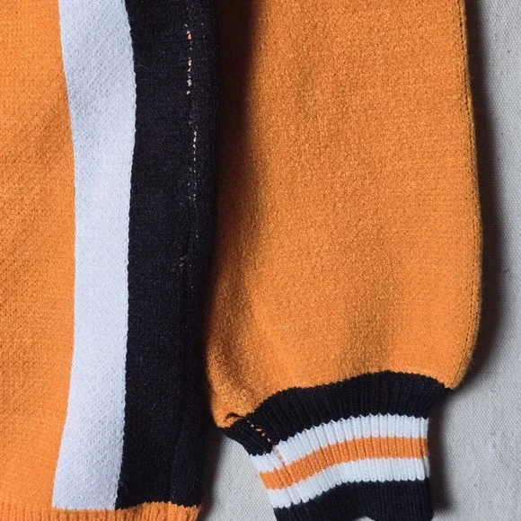 Steady Hands Ladies' Cardigan Small Orange Black Striped Collar Button-Up Rare - Picture 14 of 16